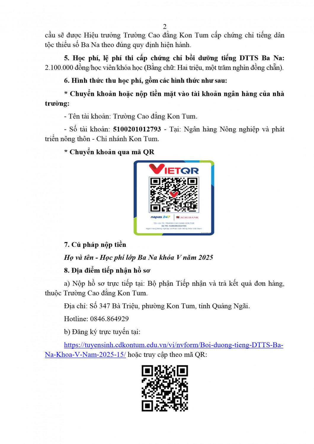 Thong bao tuyen sinh va dao tao tieng DTTS Ba Na khoa 5 h├¼nh ß║únh 1